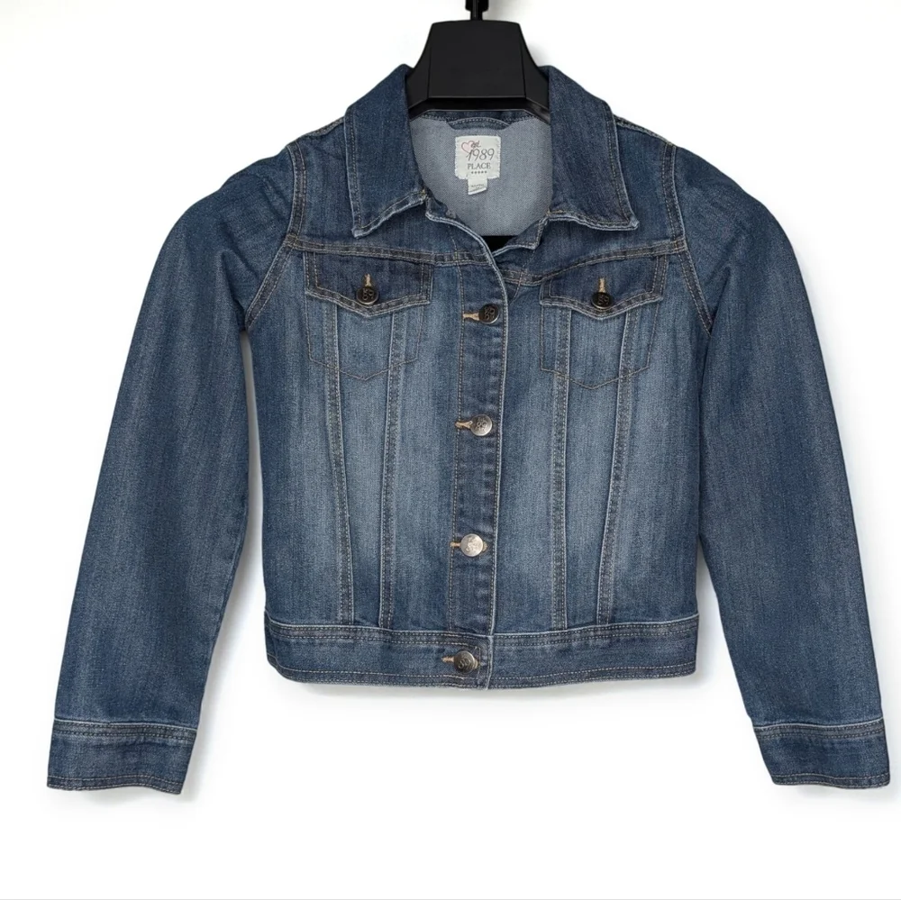 Children’s Place Est. 1989 Girls Jean Jacket XL (14) Blue Denim Button-Front EUC